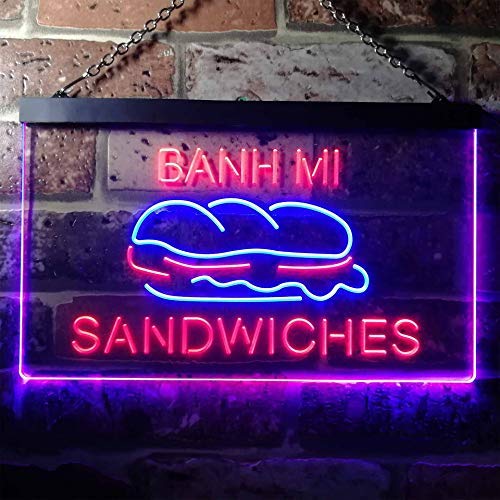 Vietnamese Banh Mi Sandwiches Dual LED Neon Light Sign